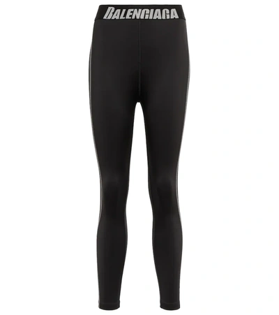 Balenciaga Sport Logo Stretch-jersey Leggings In Black