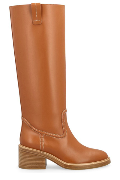 Chloé Leather Boots In Luminous Ochre