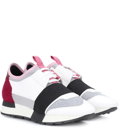 Balenciaga Race Runner Trainers In White Pink