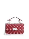 Valentino Garavani Rockstud Contrast Spike Leather Shoulder Bag In Red