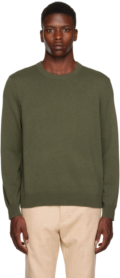Theory Hilles Crewneck Cashmere Sweater In Green