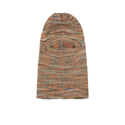 Aries Logo-jacquard Space-dyed Recycled Knitted Balaclava In Neutrals