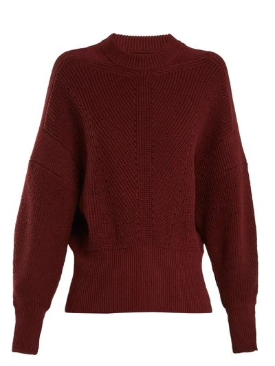 Isabel Marant Lonnyl Textured-knit Cotton-blend Sweater In Burgundy