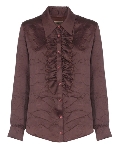 Uma Wang Shirt With Rouches In Dark Red