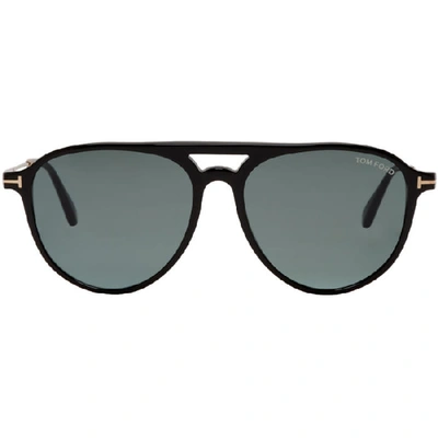 Tom Ford Black And Gold Carlo 02 Sunglasses In 01v Black