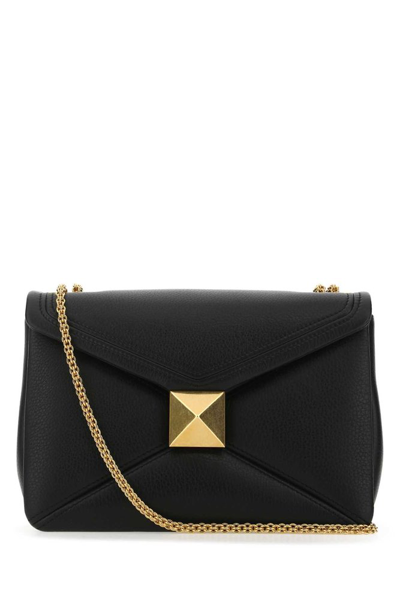 Valentino Garavani One Stud Foldover Top Shoulder Bag In Black