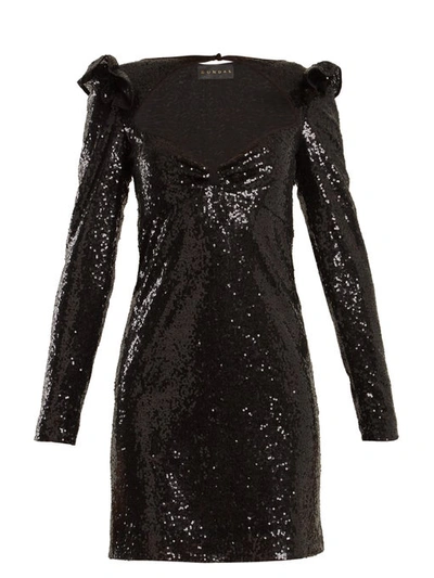 Dundas Long-sleeved Sequin-embellished Mini Dress In Black