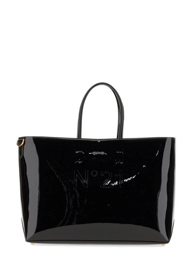N°21 Large Shopper Bag With Logo In Black