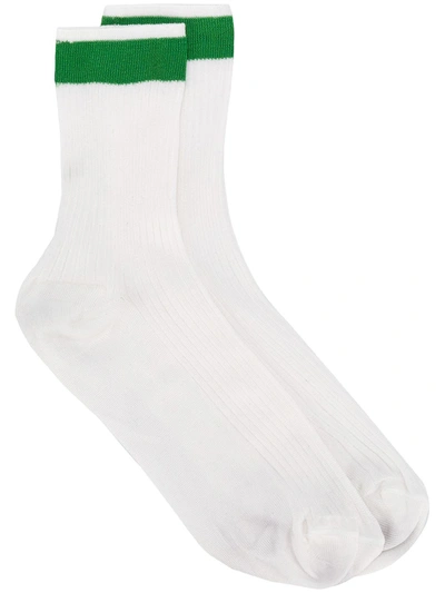 Valentino Ribbed Silk-blend Socks In Green