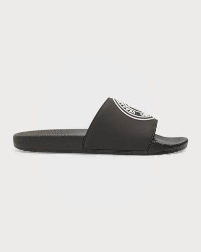 Versace Jeans Couture Men's V-emblem Molded Slide Sandals In Nero