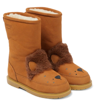 Donsje Kids' Wadudu Leo-shaped Boots In Brown
