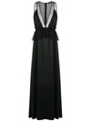 Olympiah Mesh Panels Gown In Black