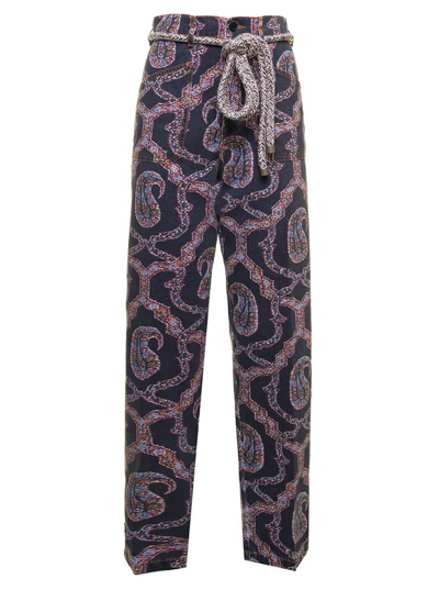 Etro Abstract-pattern Tapered-leg Trousers In Multicolor