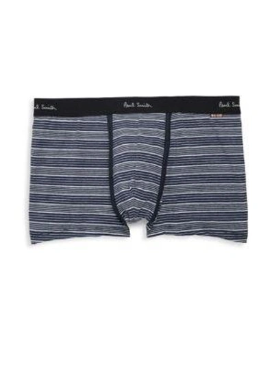 Paul Smith Striped Stretch Cotton Trunks In Navy