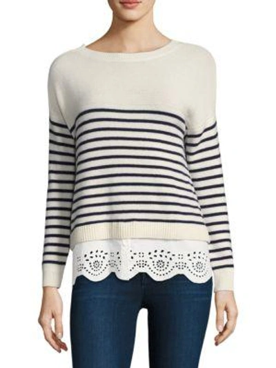 Joie Aefre Layered-look Wool & Cashmere Sweater In Porcelain/midnight