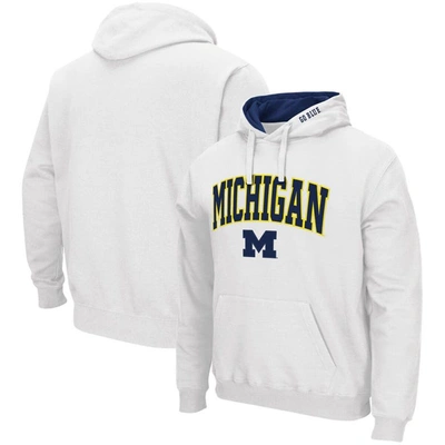 Colosseum Men's White Michigan Wolverines Arch Logo 3.0 Pullover Hoodie