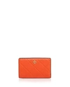 Tory Burch Georgia Slim Medium Leather Wallet In Spicy Orange/gold