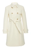 Red Valentino Double Breasted Belted Wool Coat In White
