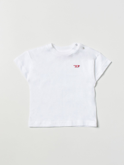 Diesel Babies' White Cotton Logo T-shirt