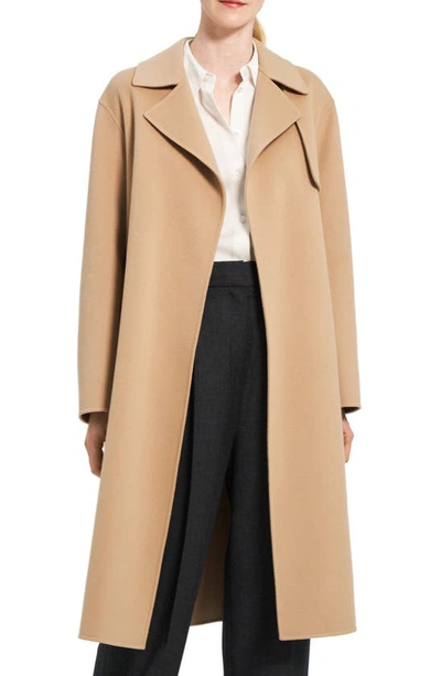 Theory Belted Relaxed-fit Wool And Cashmere-blend Trench Coat In Palomino