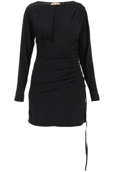 N°21 N.21 Long Sleeve Silk Blend Mini Dress  Black Silk
