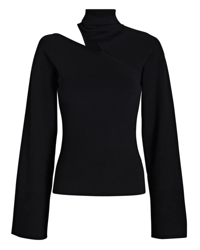 A.l.c Edith Asymmetric Cut-out Turtleneck Sweater In Black