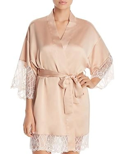 Flora Nikrooz Gabby Satin Kimono Robe In Mocha