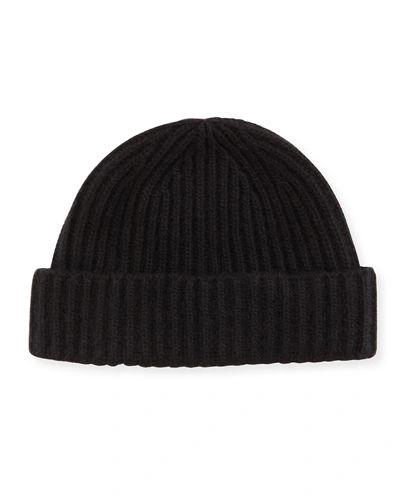 Portolano Rib-knit Cashmere Hat, Black