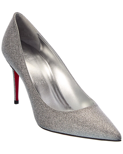 Christian Louboutin Kate Glittered Leather Pumps 85 In Silver