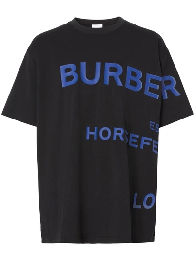 Burberry Cotton Oversized Horseferry Print T-shirt In Black
