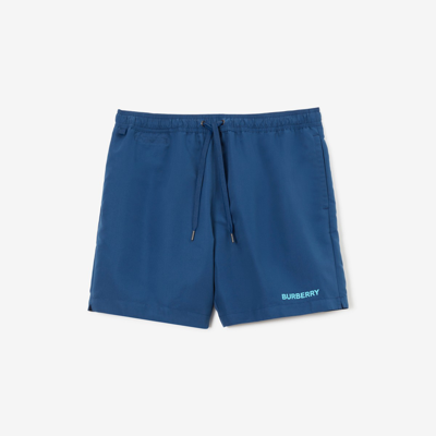 Burberry Logo Print Drawcord Swim Shorts In Rich Navy