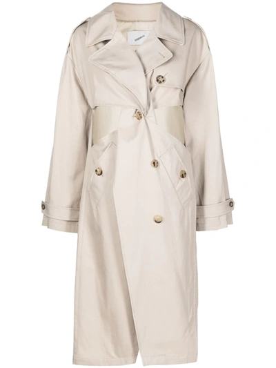 Coperni Twisted Cut-out Trench Coat In Beige