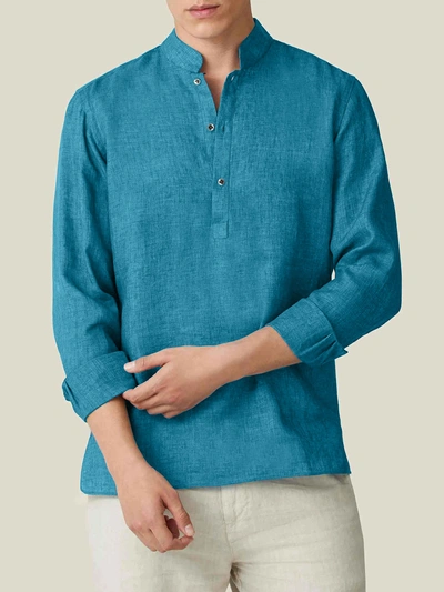 Luca Faloni Blue Lagoon Forte Linen Shirt