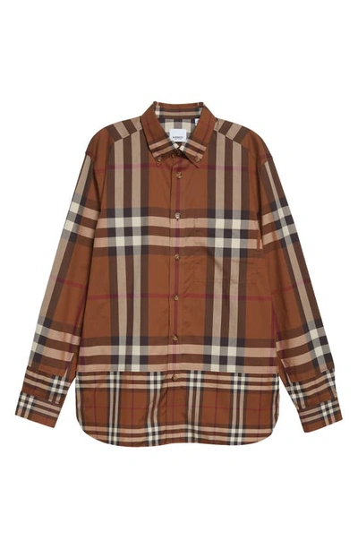 Burberry Causton Contrast Check Button-down Shirt In Brown