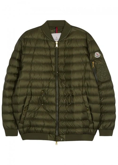 MONCLER GAUFRE DARK OLIVE QUILTED SHELL JACKET 