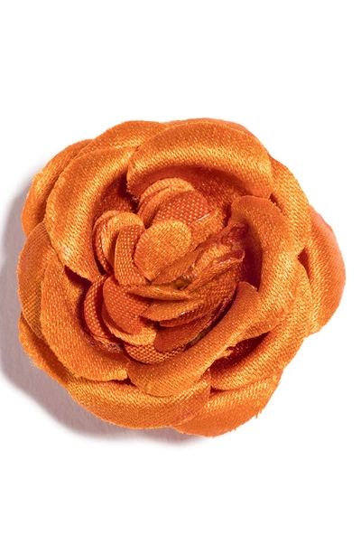 Hook + Albert Satin Lapel Flower In Orange