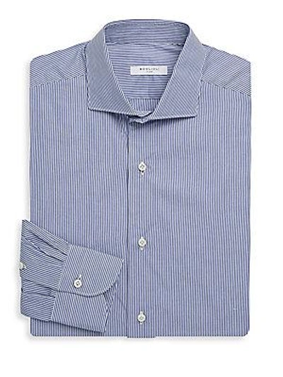 Boglioli Striped Cotton Dress Shirt In Blue