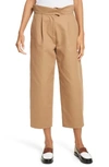 Carven High Waisted Cropped Trousers In Camel