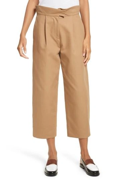 Carven High Waisted Cropped Trousers In Camel