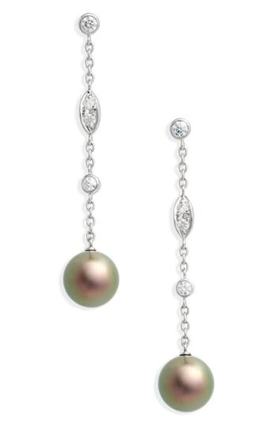 Mikimoto Black South Sea & Diamond Linear Drop Earrings In White Gold