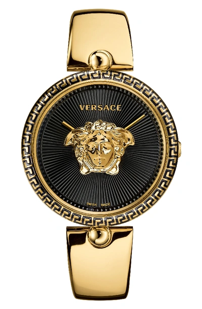 Versace Palazzo Empire Semi Bangle Bracelet Watch, 39mm In Black/gold