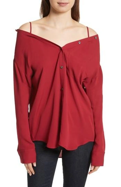 Theory Tamalee Silk Shirt In Bright Raspberry