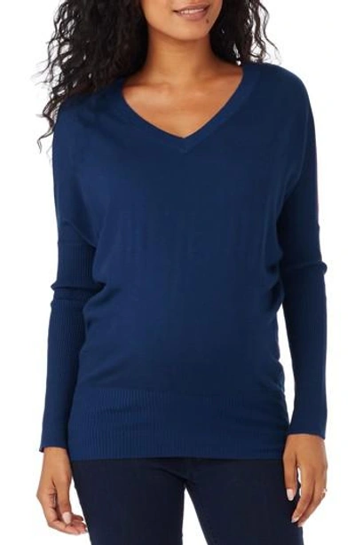 Rosie Pope V-neck Maternity Sweater In Indigo
