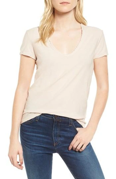 James Perse Deep V-neck Tee In White Clay