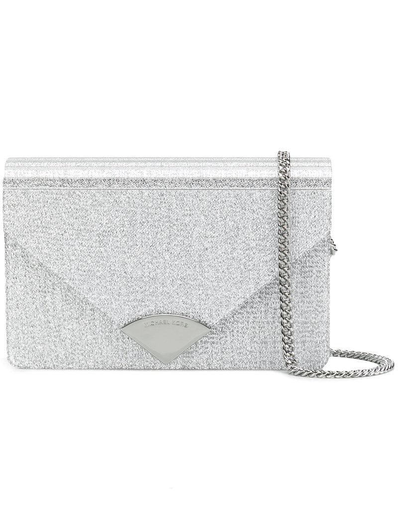 michael kors silver clutch