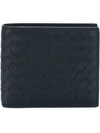 Bottega Veneta Light Tourmaline Intrecciato Bi-fold Wallet In Blue