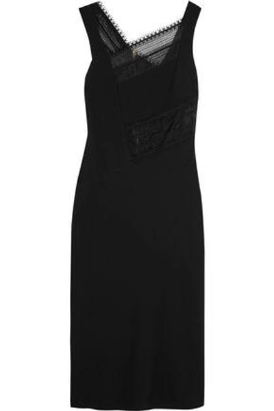 Roland Mouret Woman Clairvale Lace-paneled Crepe Midi Dress Black