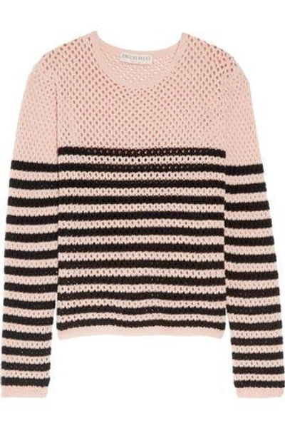 Emilio Pucci Woman Striped Open-knit Cashmere Sweater Pastel Pink