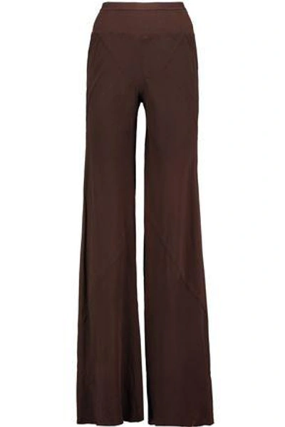Rick Owens Woman Mastodon Silk-georgette Flared Pants Dark Brown
