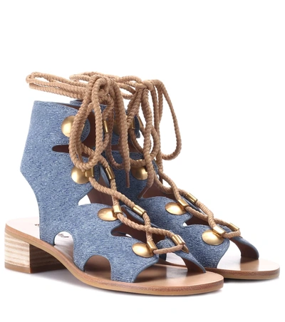 See By Chloé Alabama City Gladiator Sandals In Mid Denim
